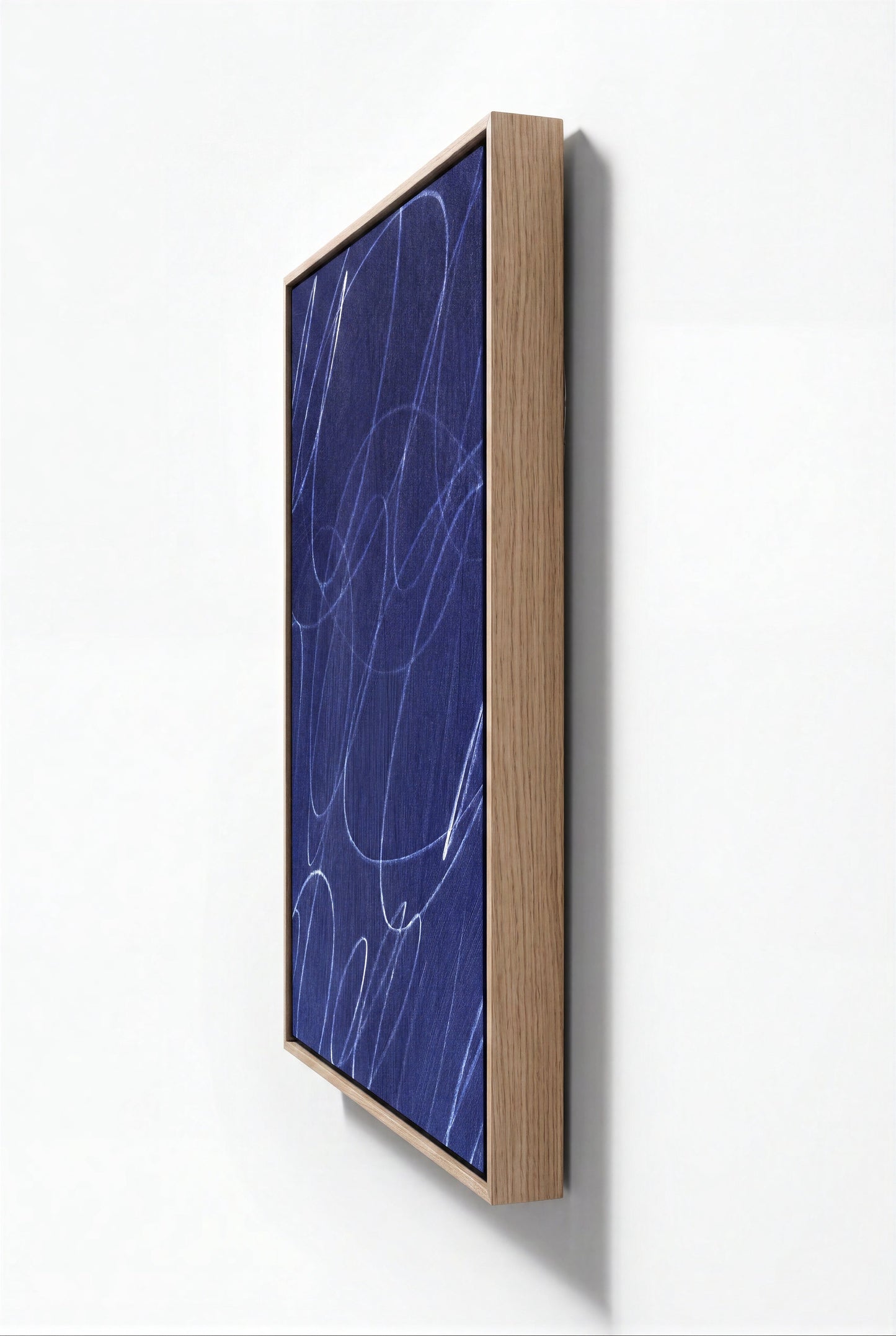 Gestural Marks in Deep Ocean Framed Wall Art