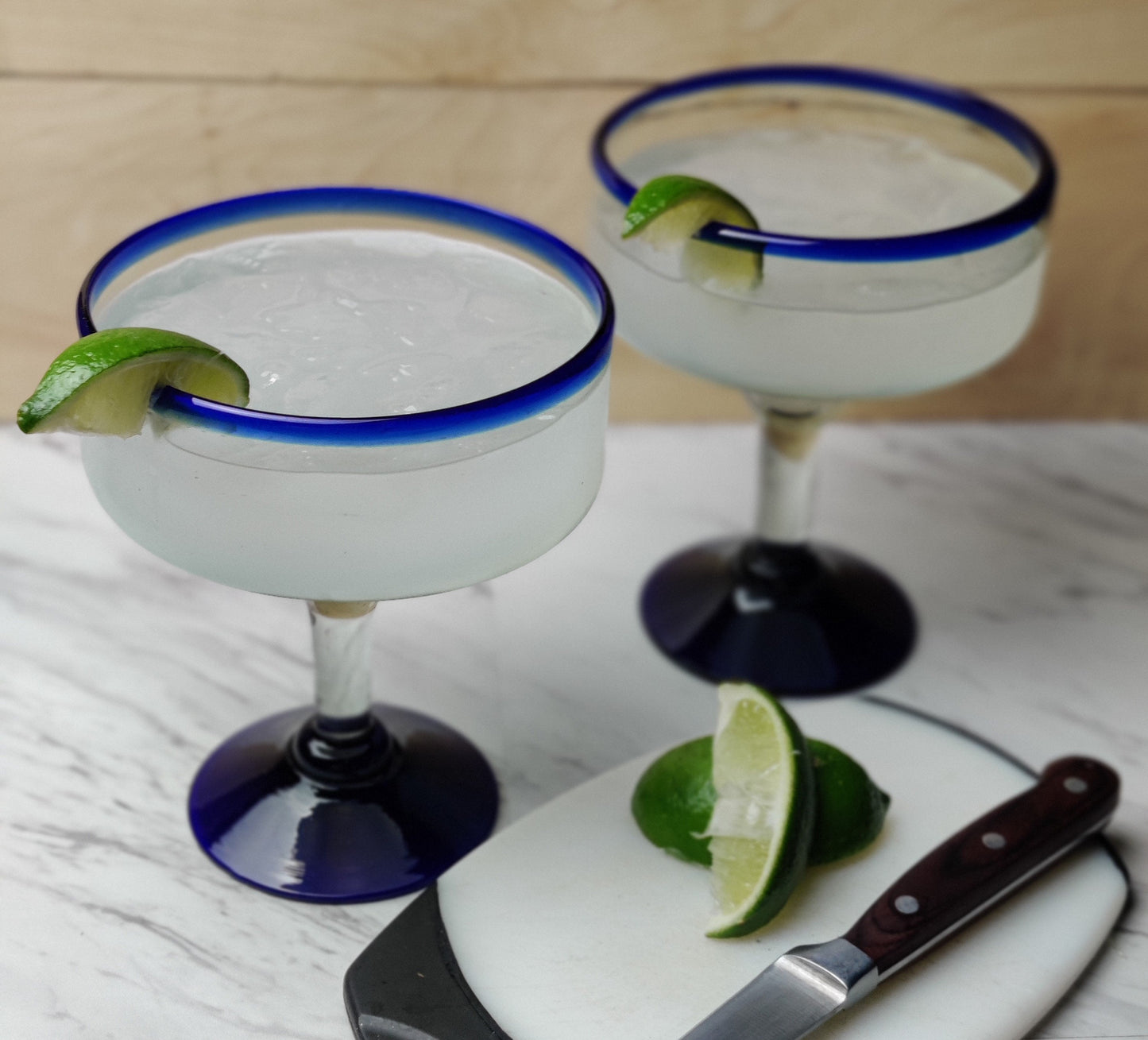 Cobalt Blue Rim Margarita Glasses - Set of 4