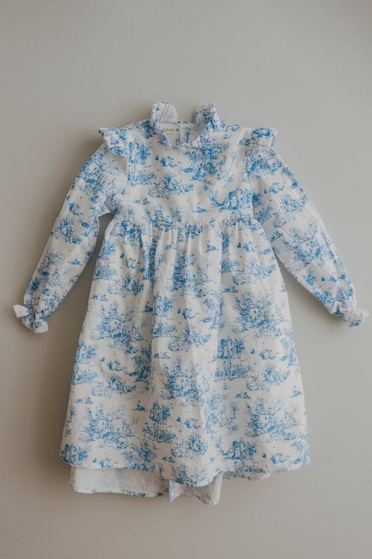 Aoki Dress-Blue Toile | Long Sleeve