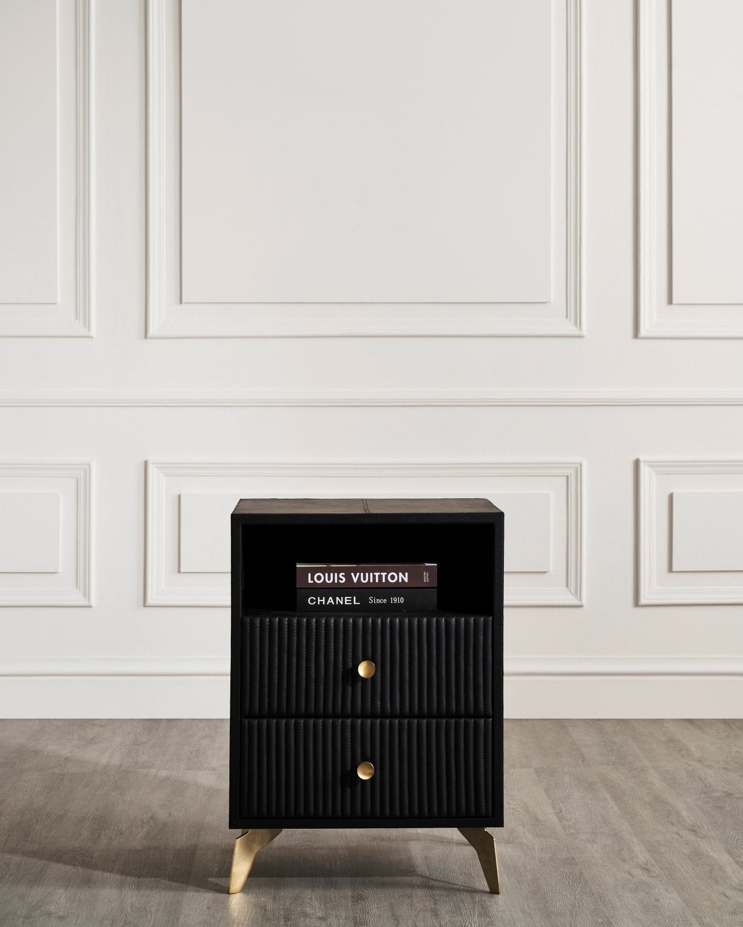 Stanford Two Drawer Leather Side Table