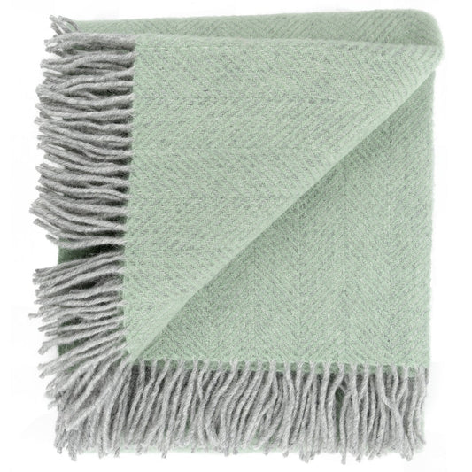 Highland Tweeds Herringbone  Pure New Wool Throw ~ Basil ~