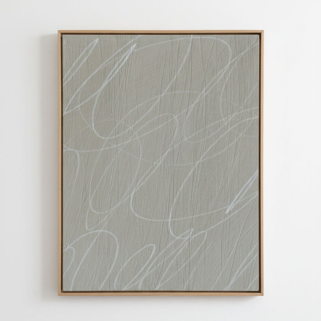 Gestural Marks in Fog Framed Canvas Wall Art