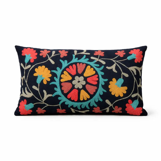 Indigo Artisan Aari Pillow | Cotton Fabric | 24x14"