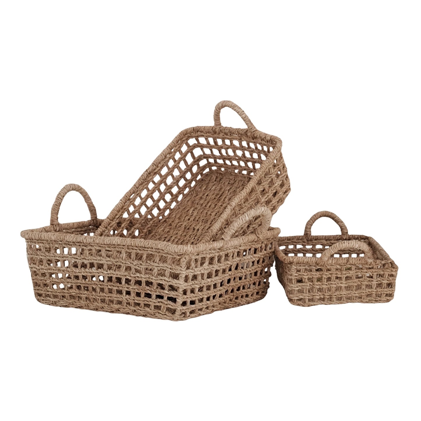 S/3 Open Weave Rectangular Trays