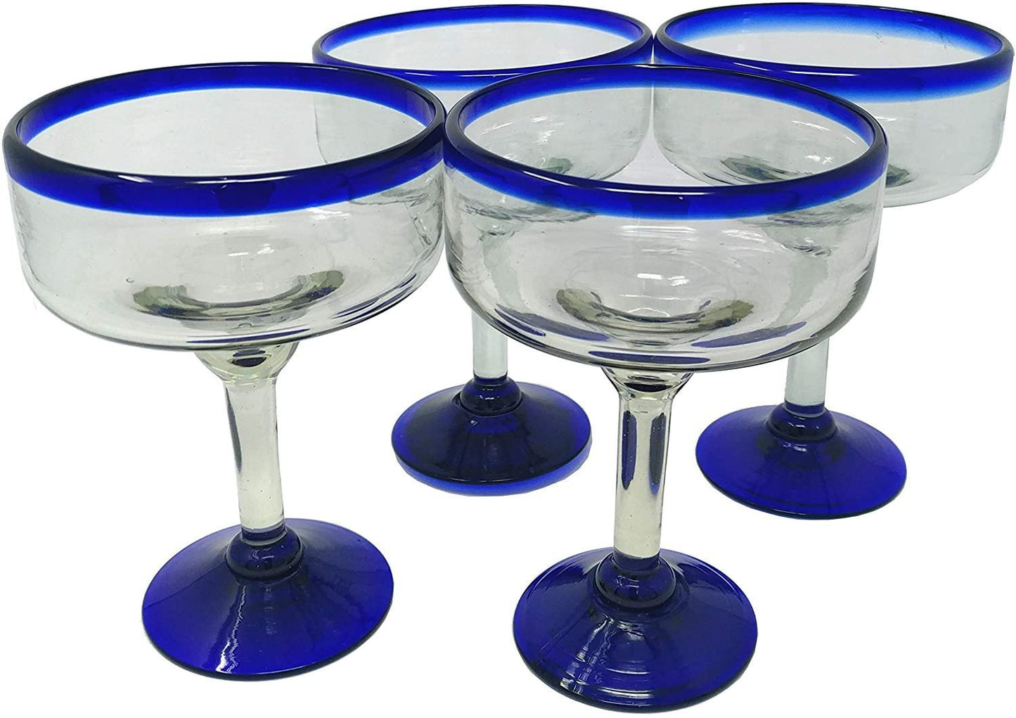 Cobalt Blue Rim Margarita Glasses - Set of 4