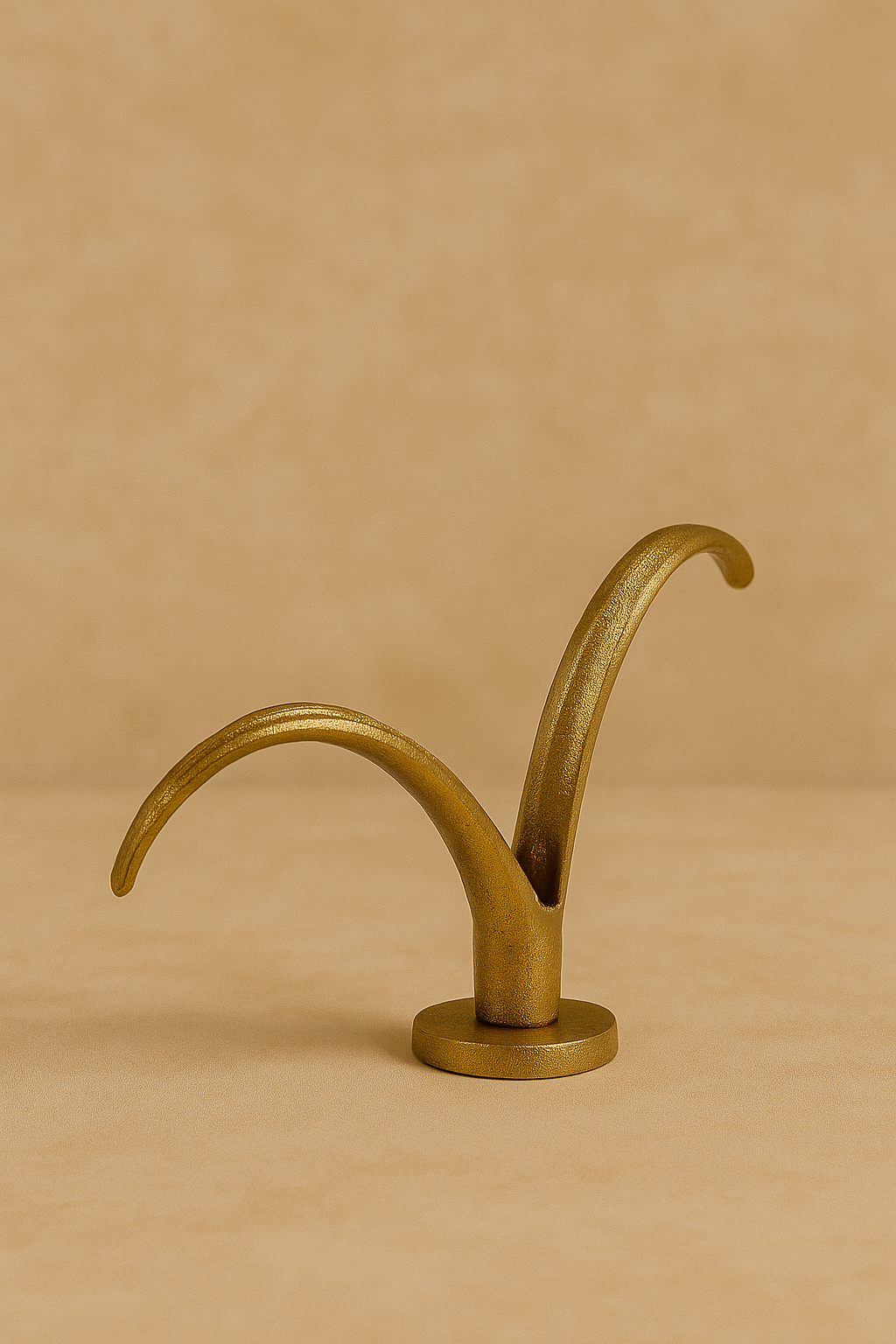 Raíz Studio Arc Wing Candle Holder – Hand-Cast Gold Metal Double Arch Candle Stand