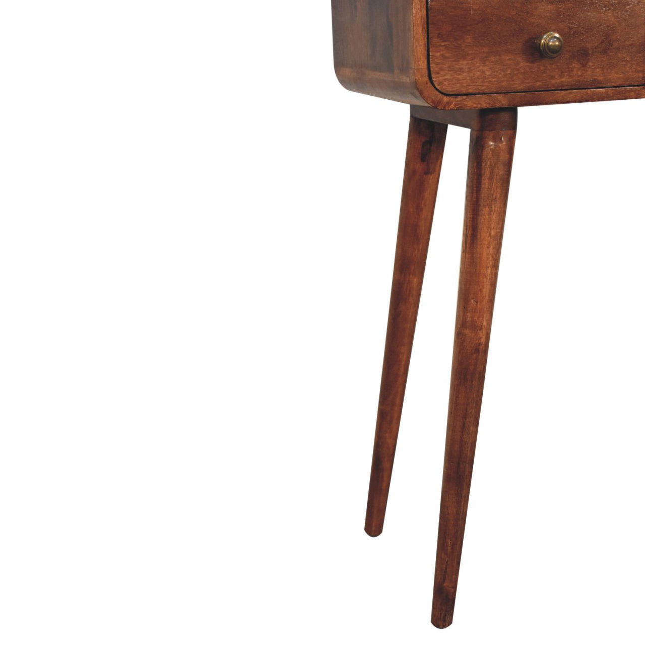 Solid Wood Mini Curved Honey Caramel Console Table