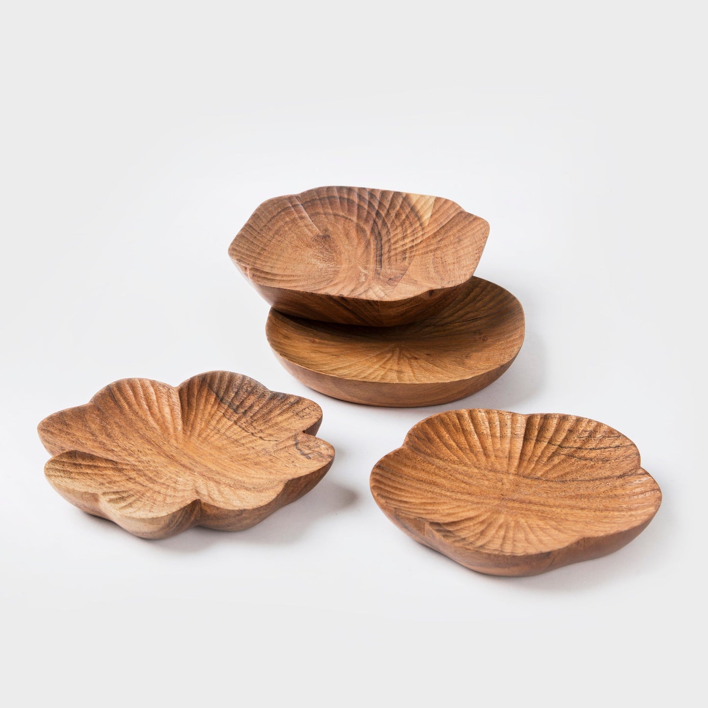 Handcarved Wooden Trinket Trays Gift Set