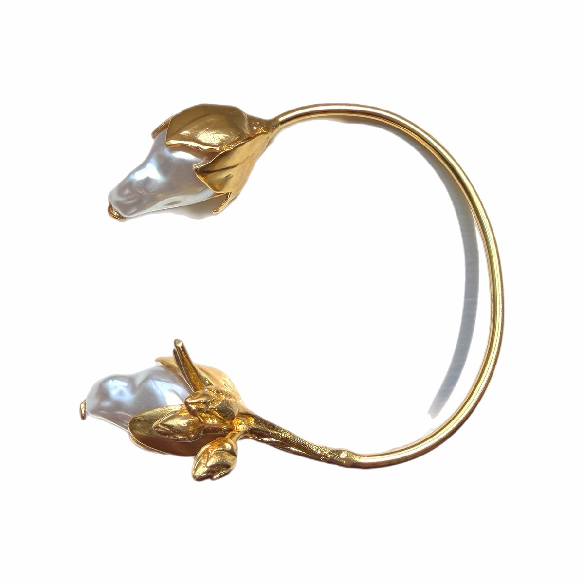 Baroque Pearl Floral Cuff Bracelet