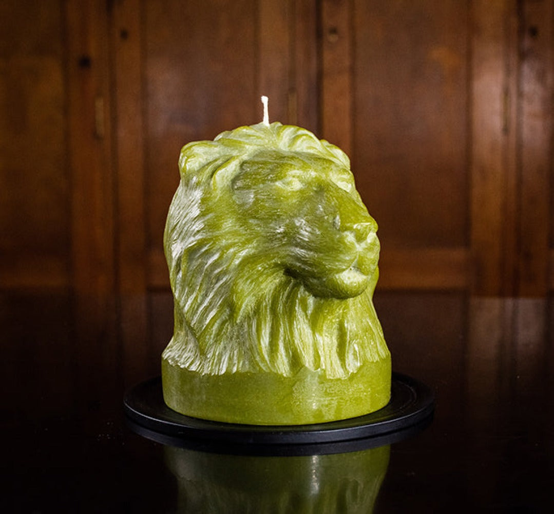 Olive Lion Head Candle