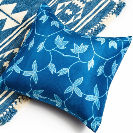 Folio Indigo Handcrafted Shibori Mulberry Silk Pillow