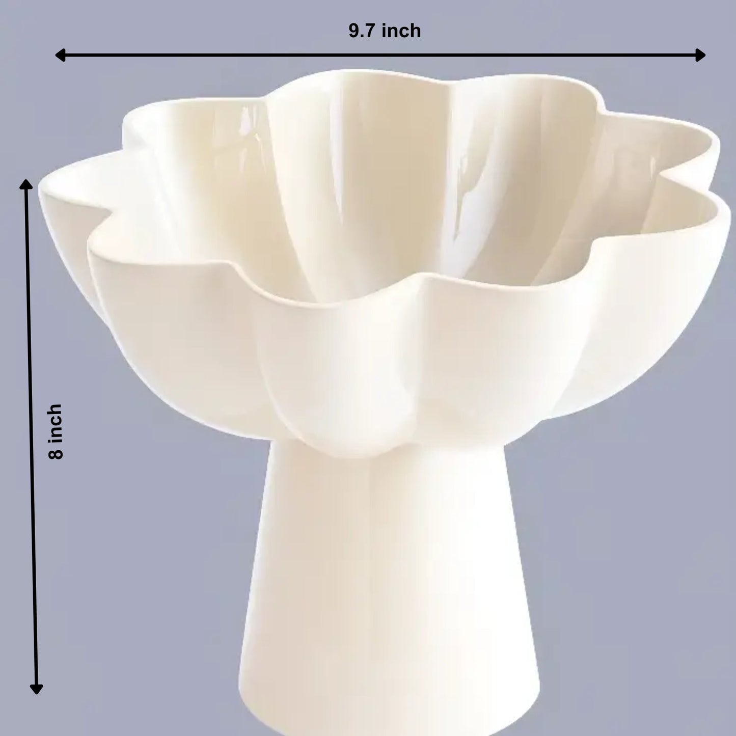 White Pedestal Aluminum Bowl | Modern Sculptural Décor
