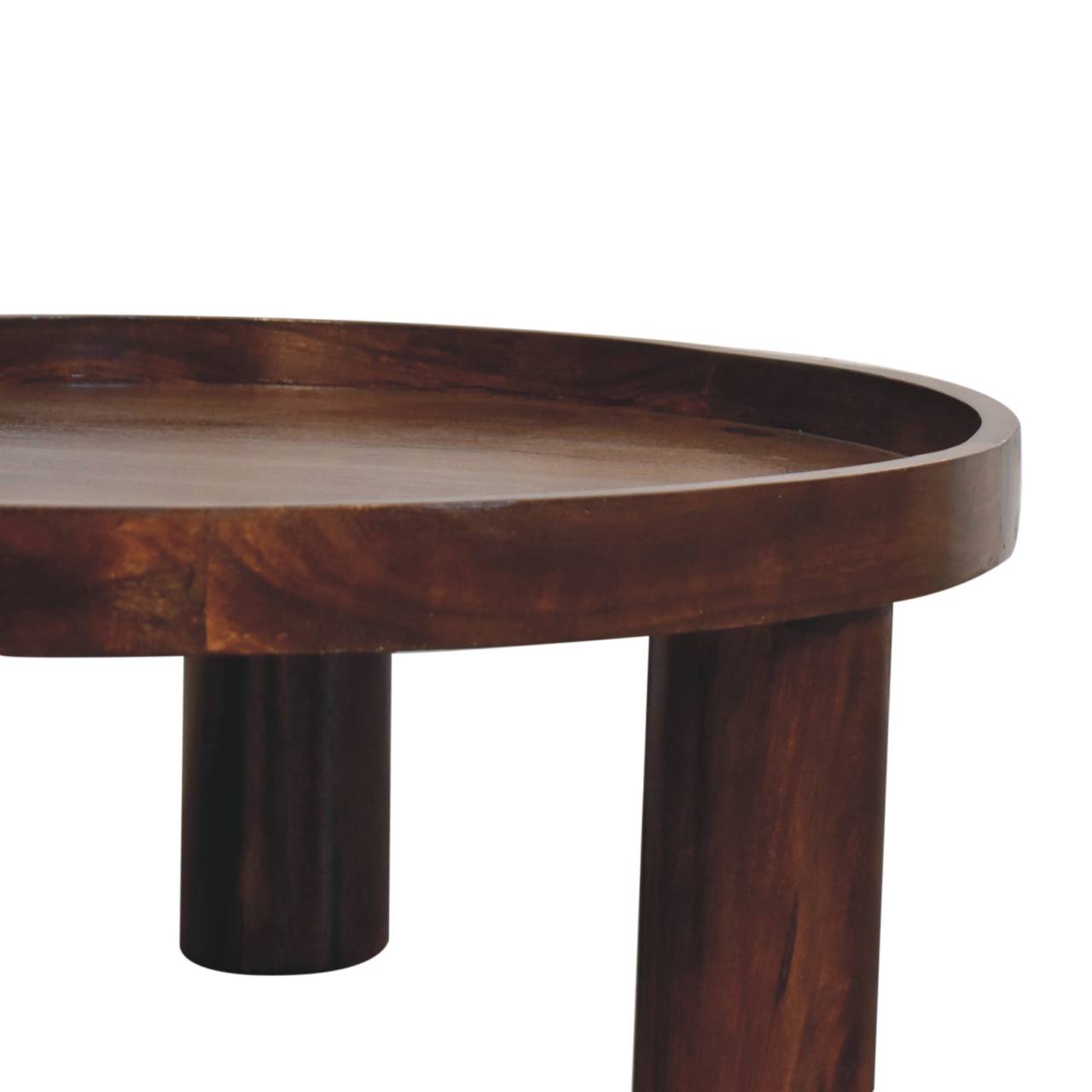 Solid Wood Crescent Coffee Table, Chestnut, Dark Brown