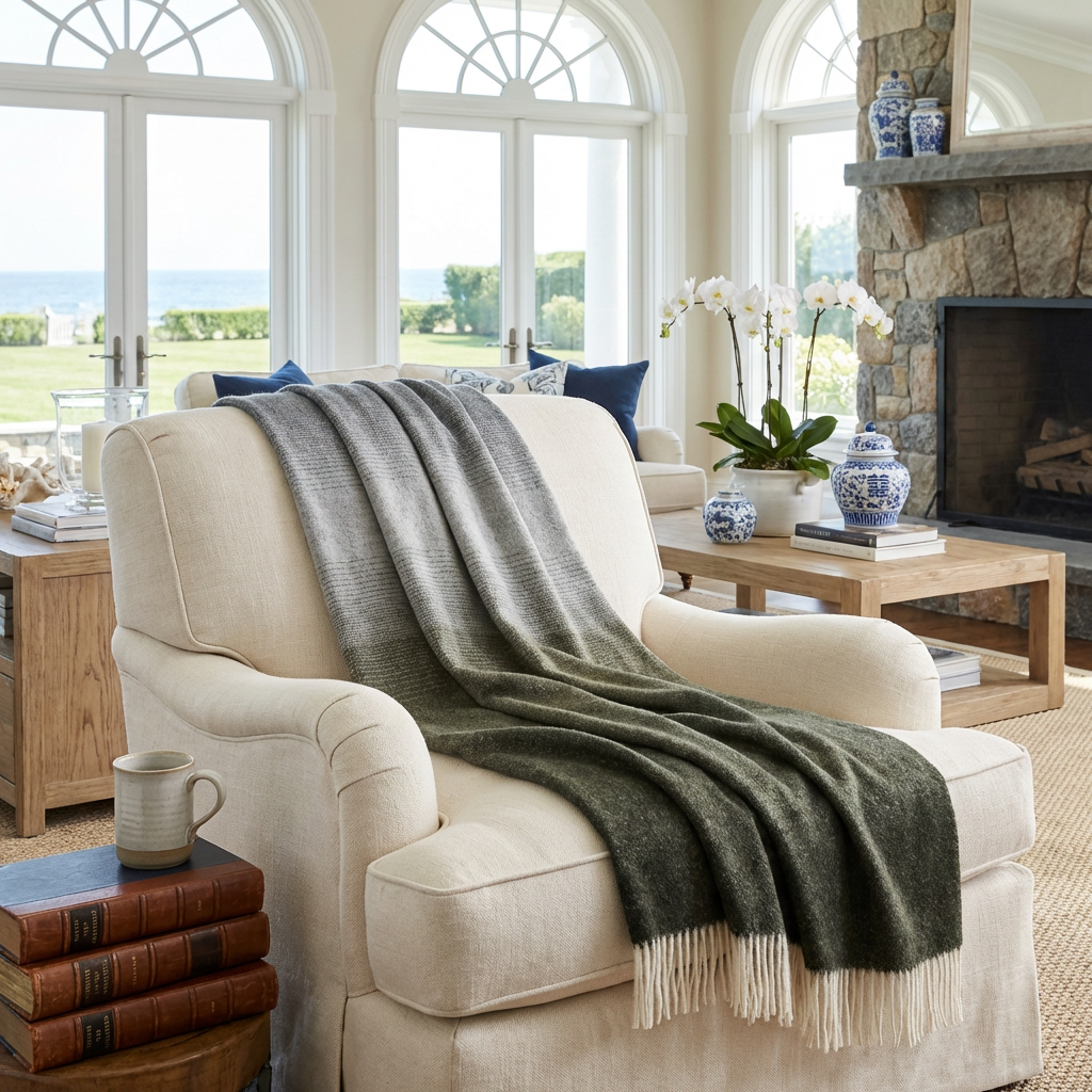 Whisper Ombre Merino Wool Throw – Moss | Prince of Scots