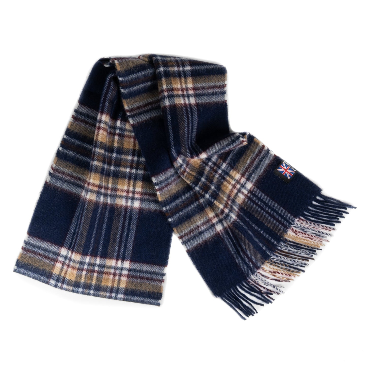 Prince of Scots Fringed Merino Wool Scarf (Navy Stewart) - Osadia Concept Store
