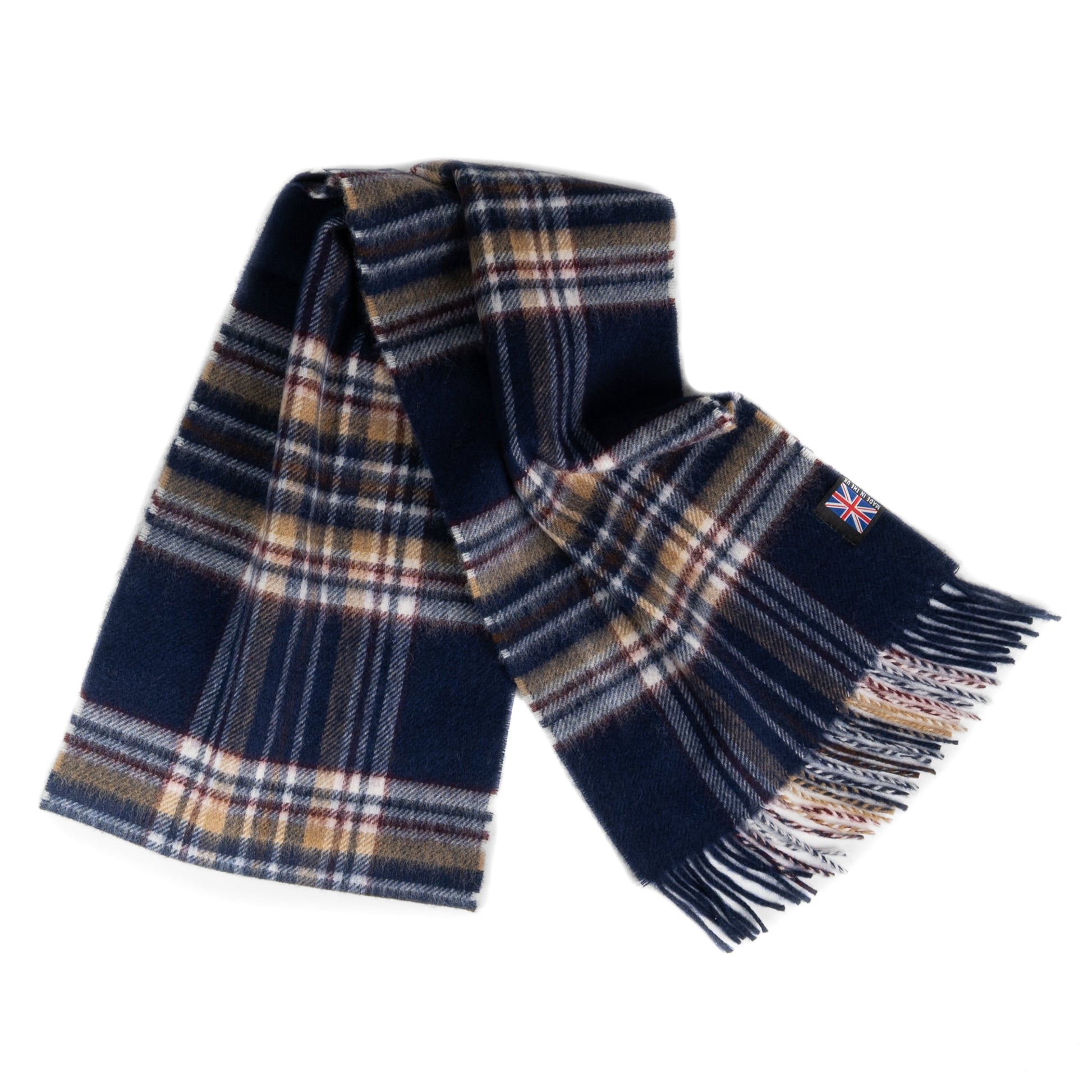 Prince of Scots Fringed Merino Wool Scarf (Navy Stewart) - Osadia Concept Store