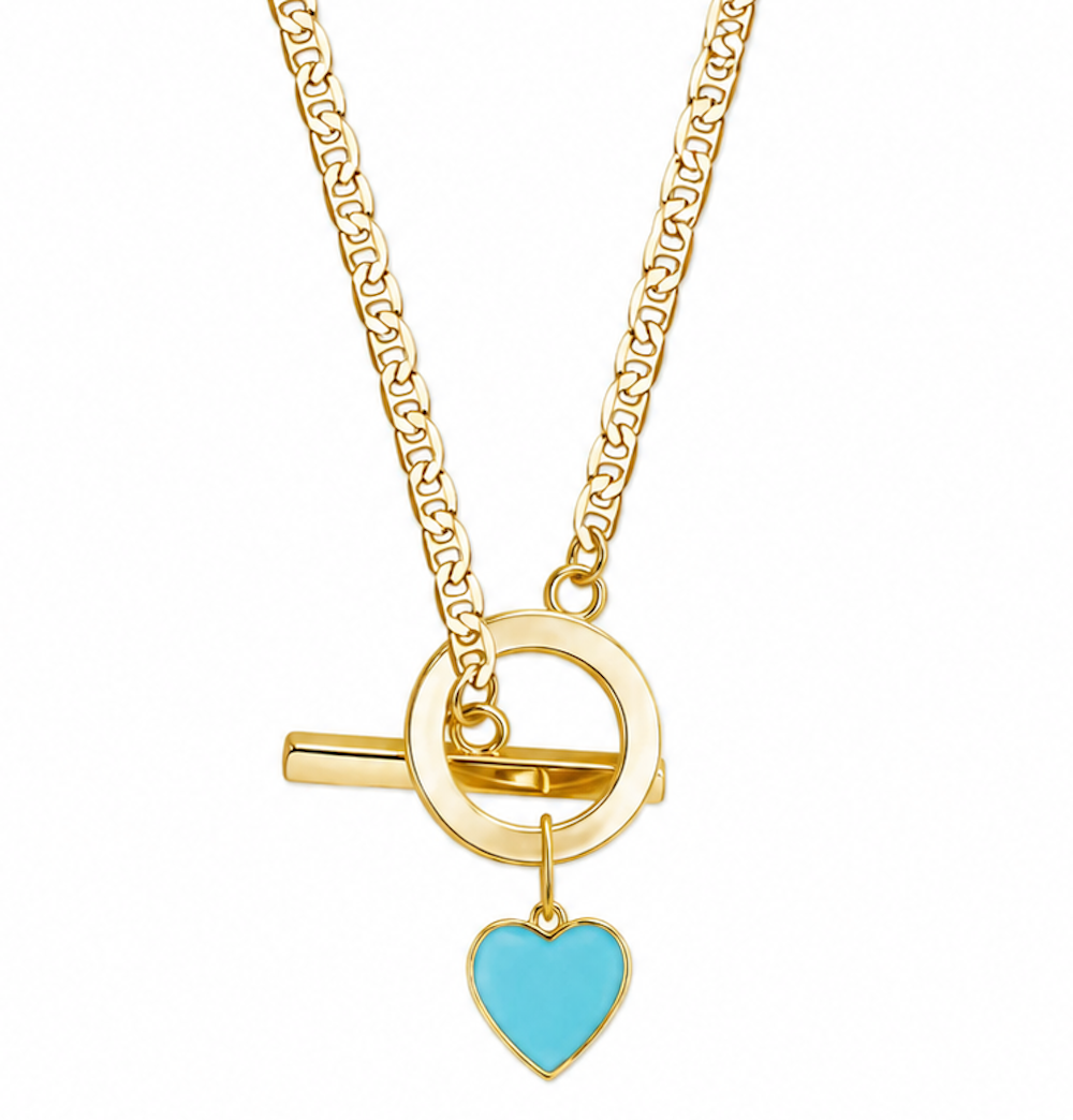 Gold Crush Turquoise Heart Necklace