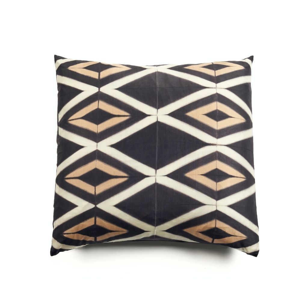 Tisa Black Handcrafted Shibori Print Mulberry Silk Pillow