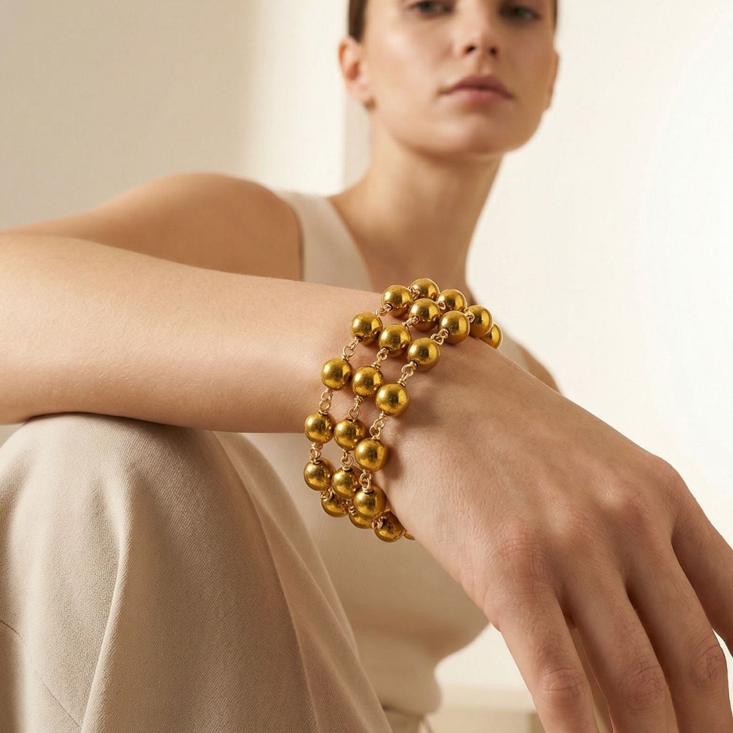 Goldie Gold Hematite 3-Strand Bracelet | Magnetic Clasp