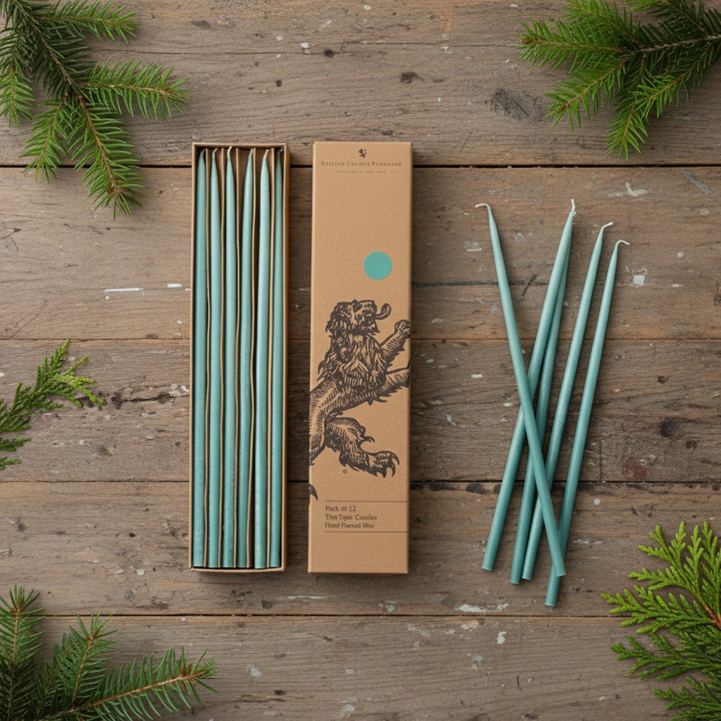 Thin Taper Candles - Beryl Green