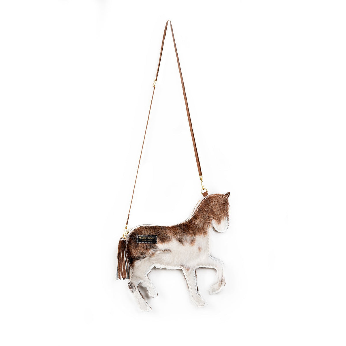 Horsie in Tricolor Hair on Leather