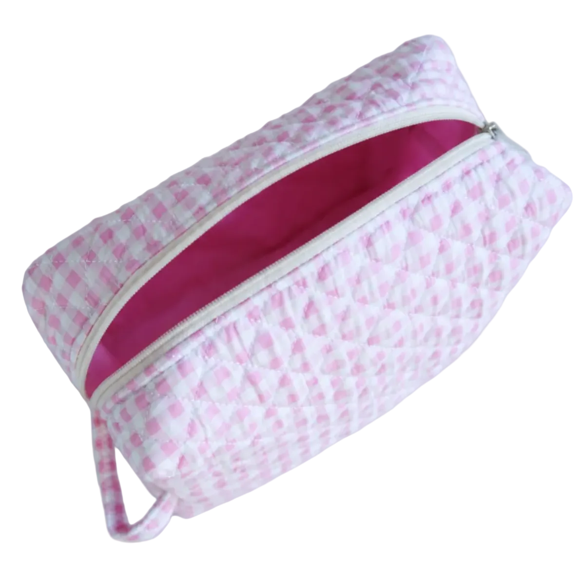 Gingham Pink Make-up Pouch - Large