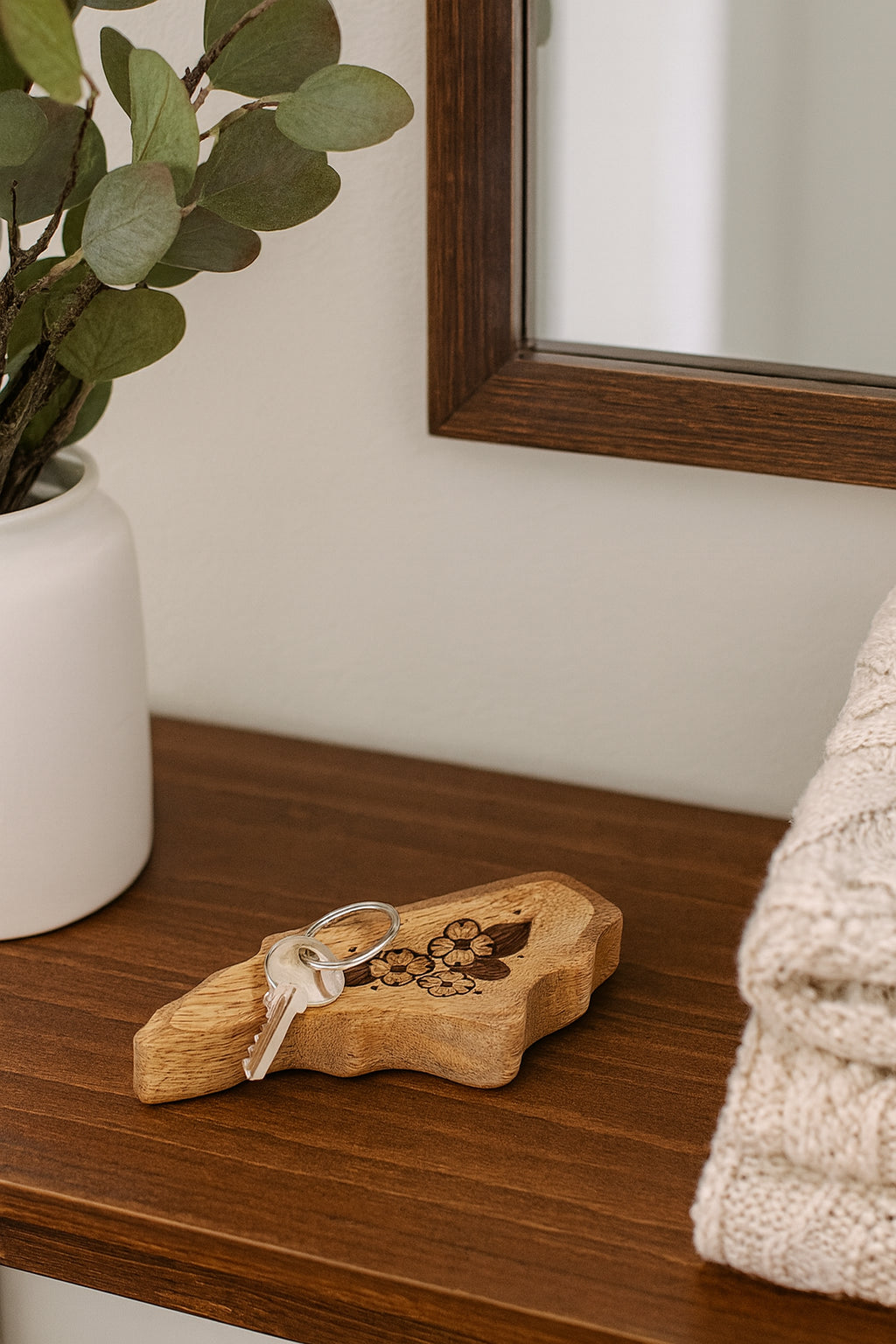 North Carolina State Dogwood Trinket Dish - Mango Wood