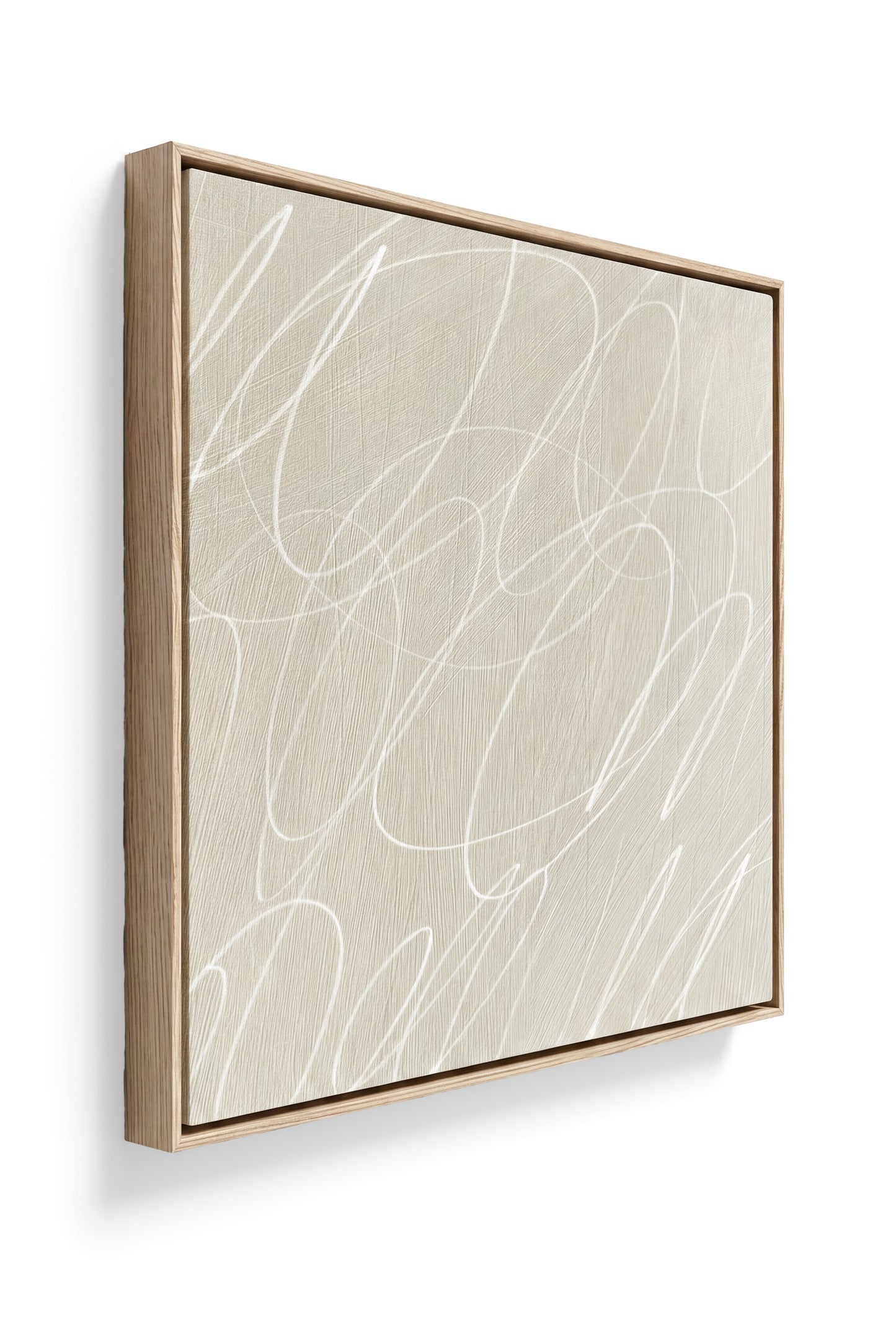 Gestural Marks in Linen by DSCVR Art Framed Square Canvas Wall Art