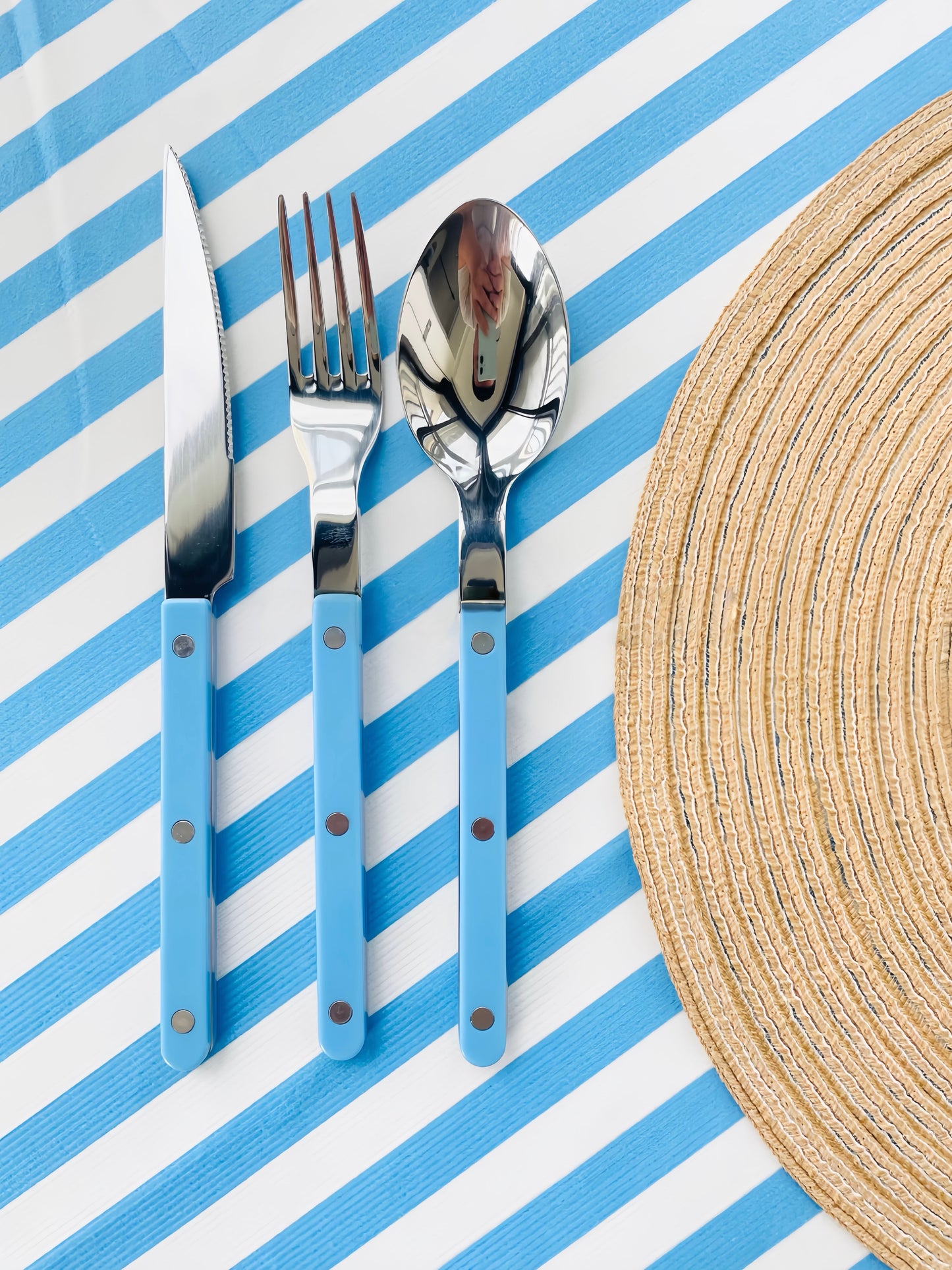 S/10 Dopamine Stainless Steel Rivet Flatware, Contemporary Bistrot Style Cutlery