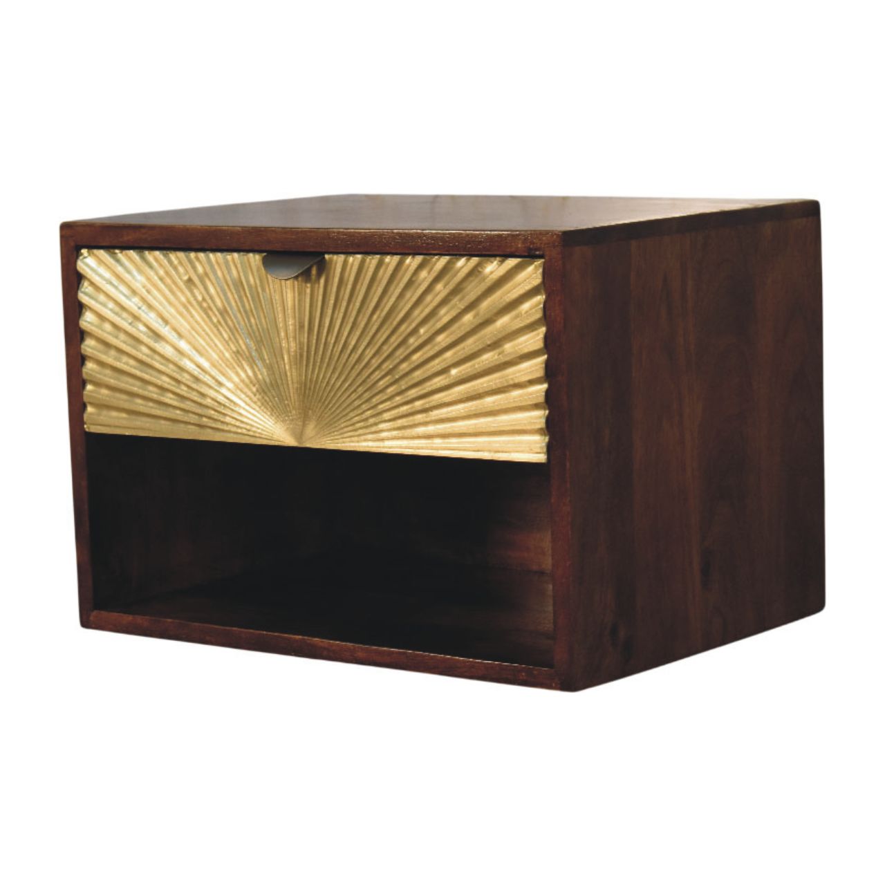 Solid Wood Sunburst Wall-Mounted Bedside