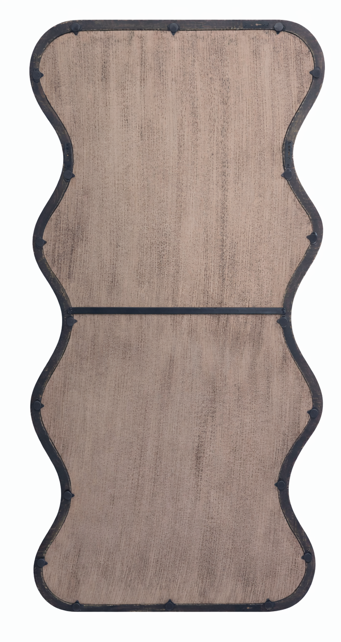 Wavy Full-Length Wall Mirror with Mango Wood Frame, 36x72"