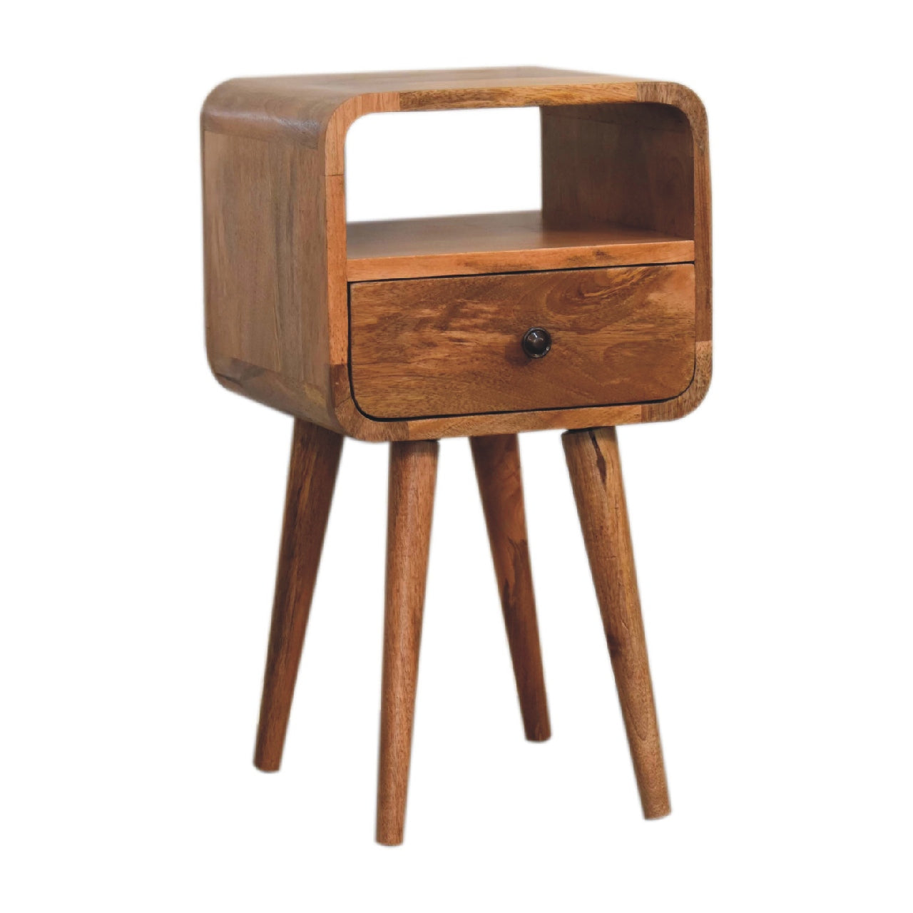 Solid Wood Mini Oak-ish Curve Nightstand