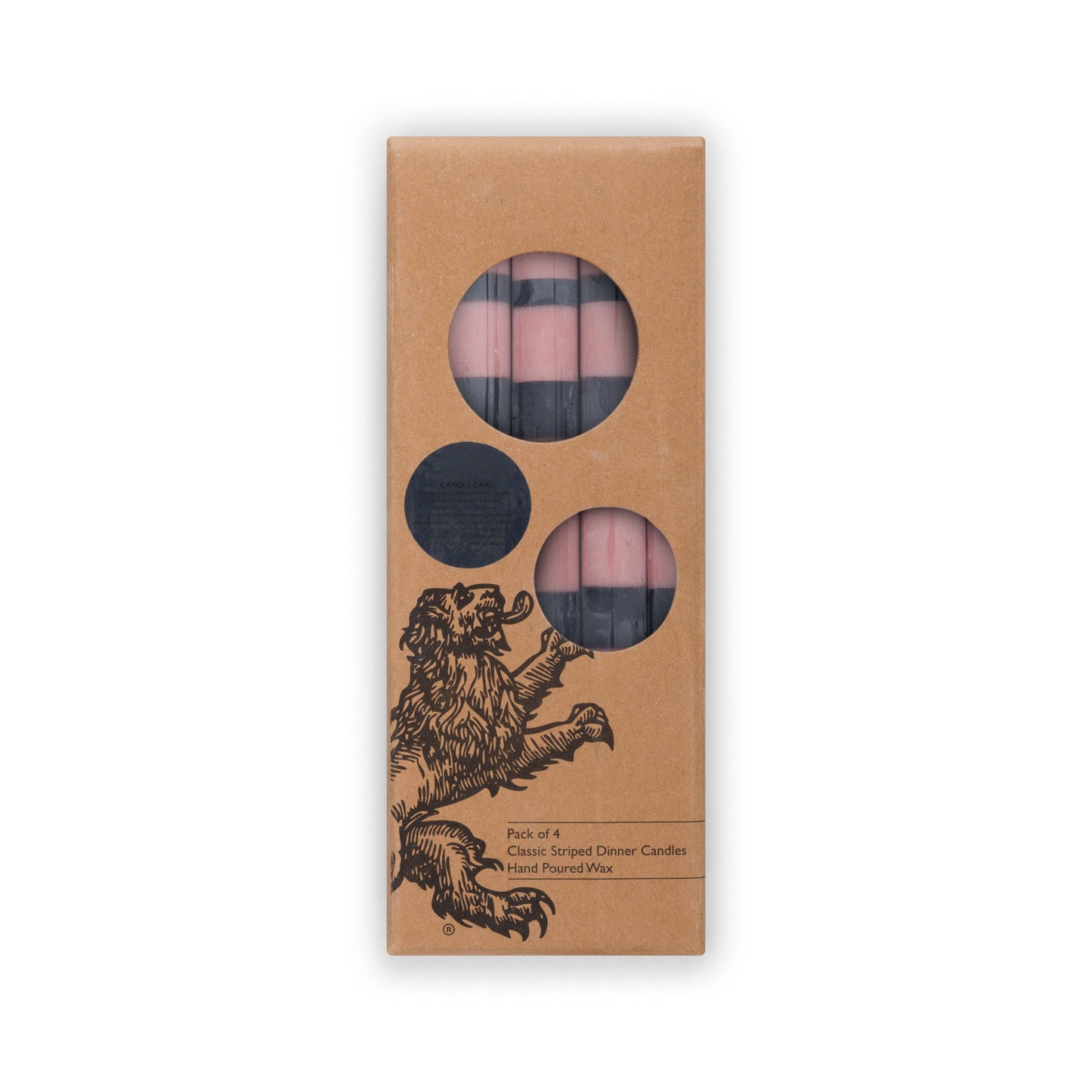 Striped Dinner Candles in Old Rose and Indigo Blue