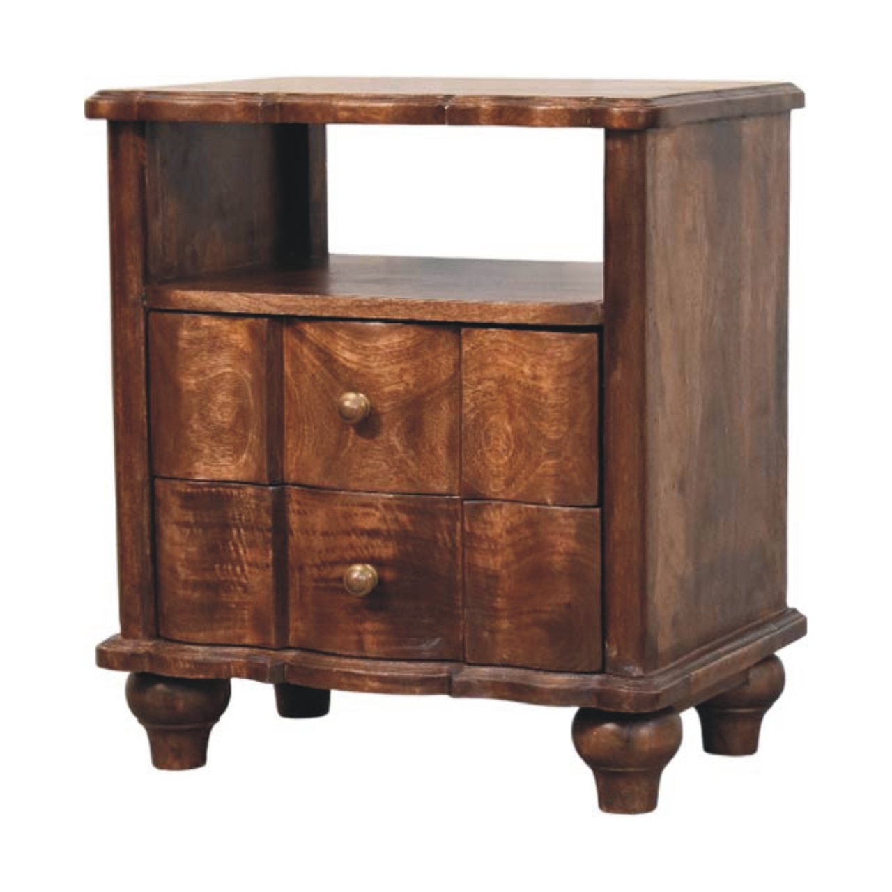 Solid Wood 2-Drawer Bedside Table