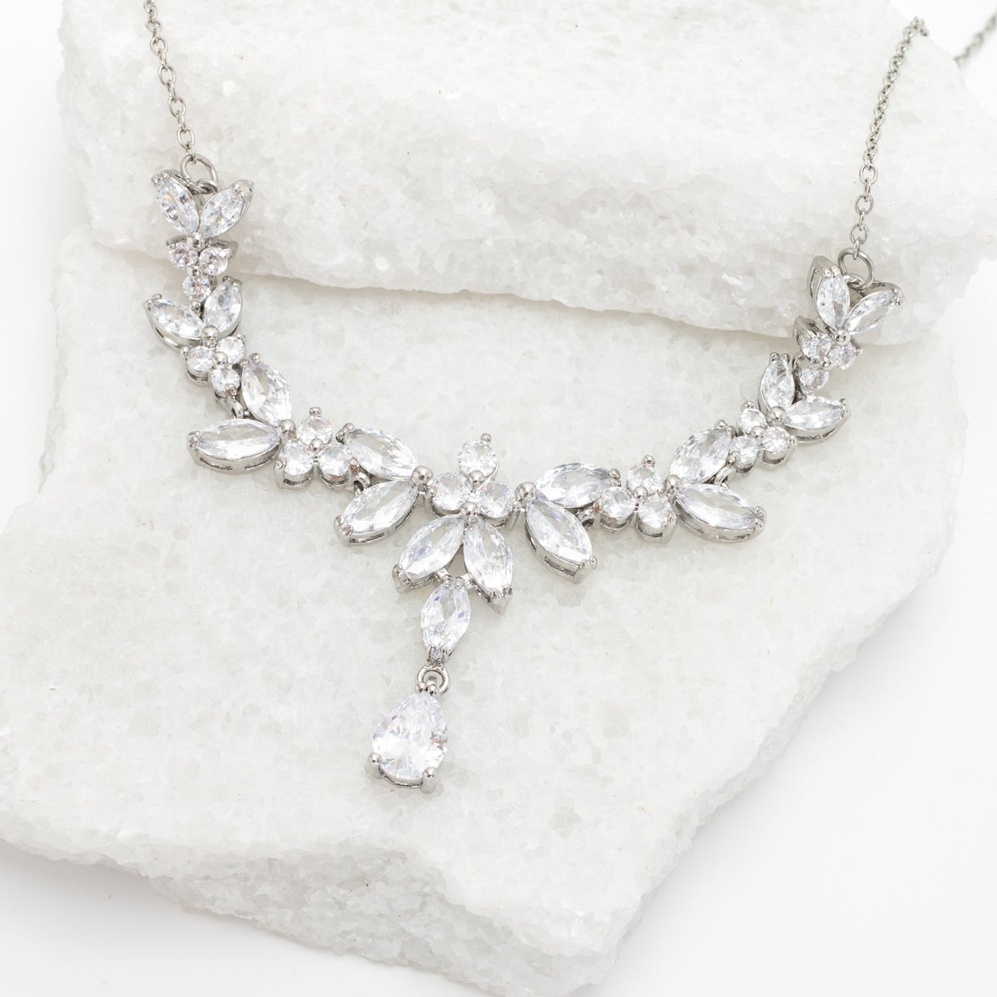 Platinum Chandelier Zircon Necklace
