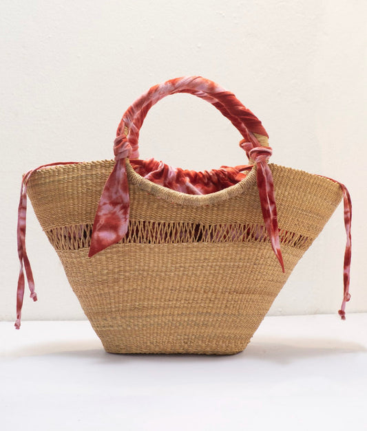 Butterfly Bag Medium - Natural w/ Light Grey and Red Lining
