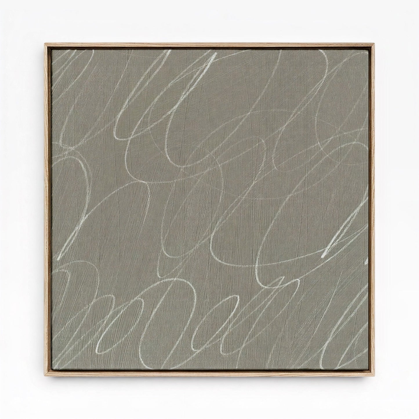 Abstract Marks in Neutral Framed Canvas Wall Art in French Linen