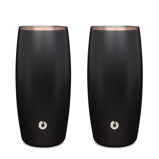 Stainless Steel Beer Glass Set, Set of 2 - Black
