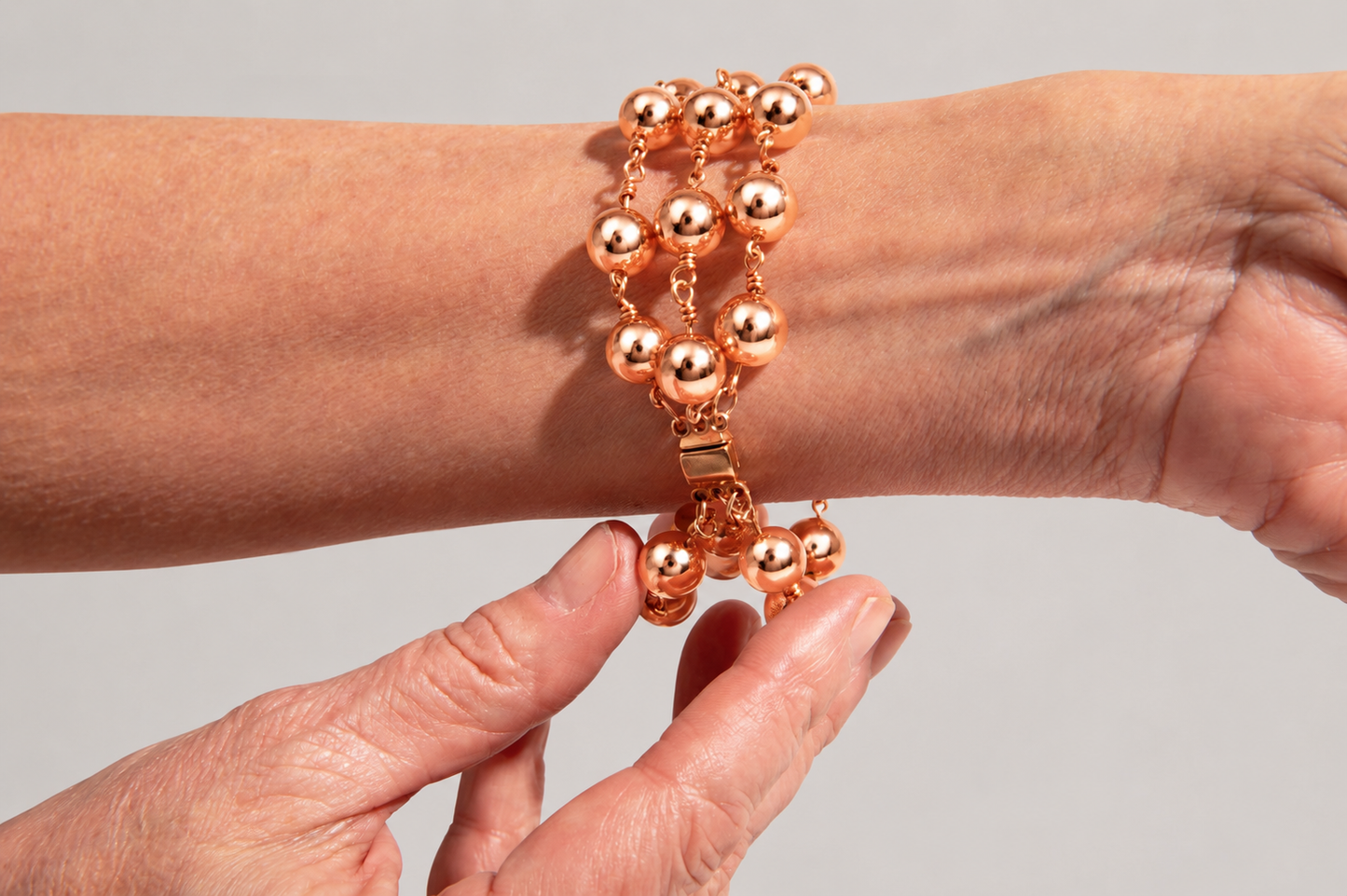 Rose Hematite 3-Strand Socialite Bracelet | Magnetic Clasp