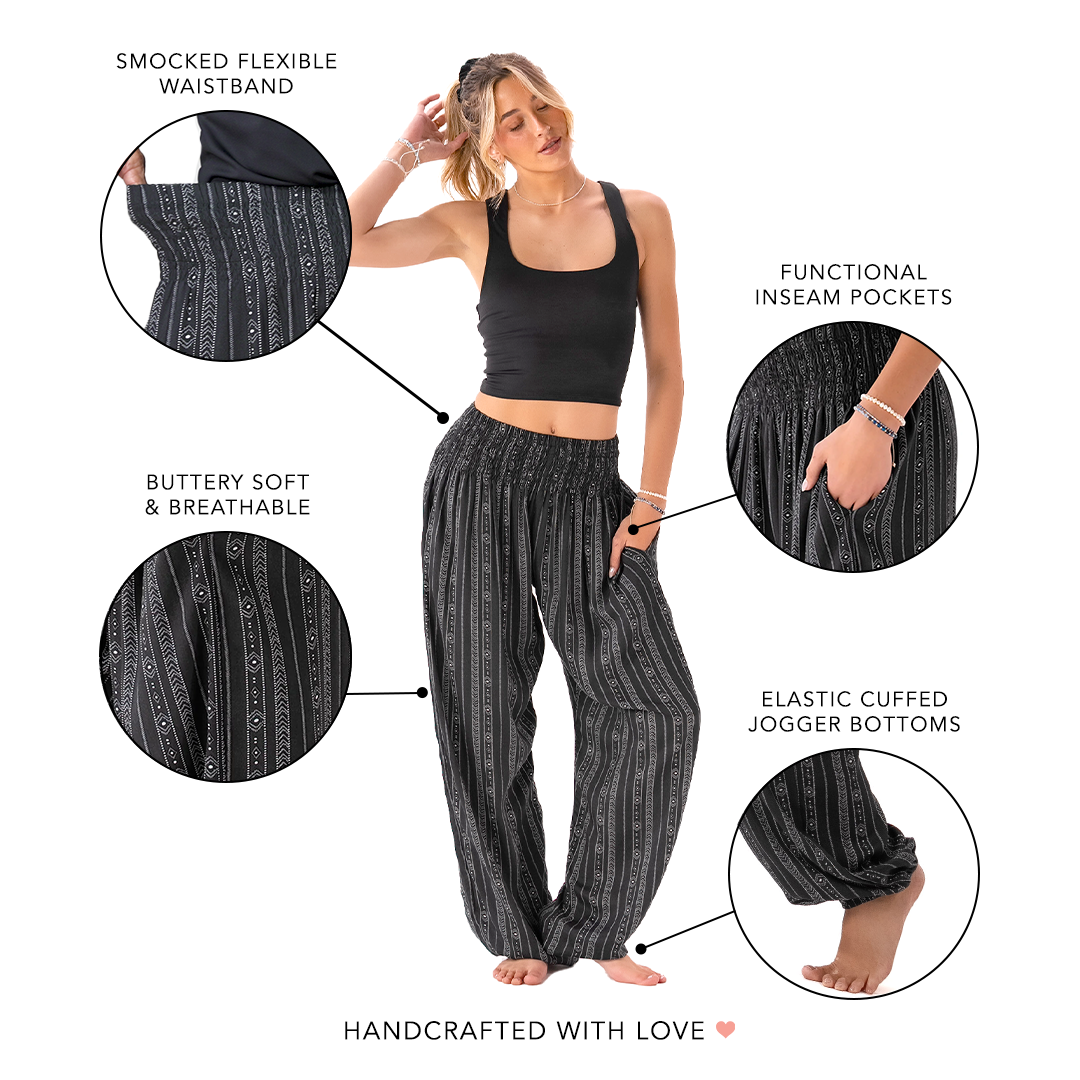 Akha Tribal Print Harem Pants with Pockets