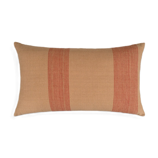 Modern Simplicity Brown cotton pin-striped lumbar pillow cover
