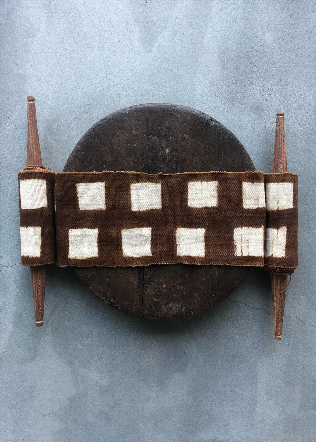 Process Bogolan Wall Totem in Brown with White Squares