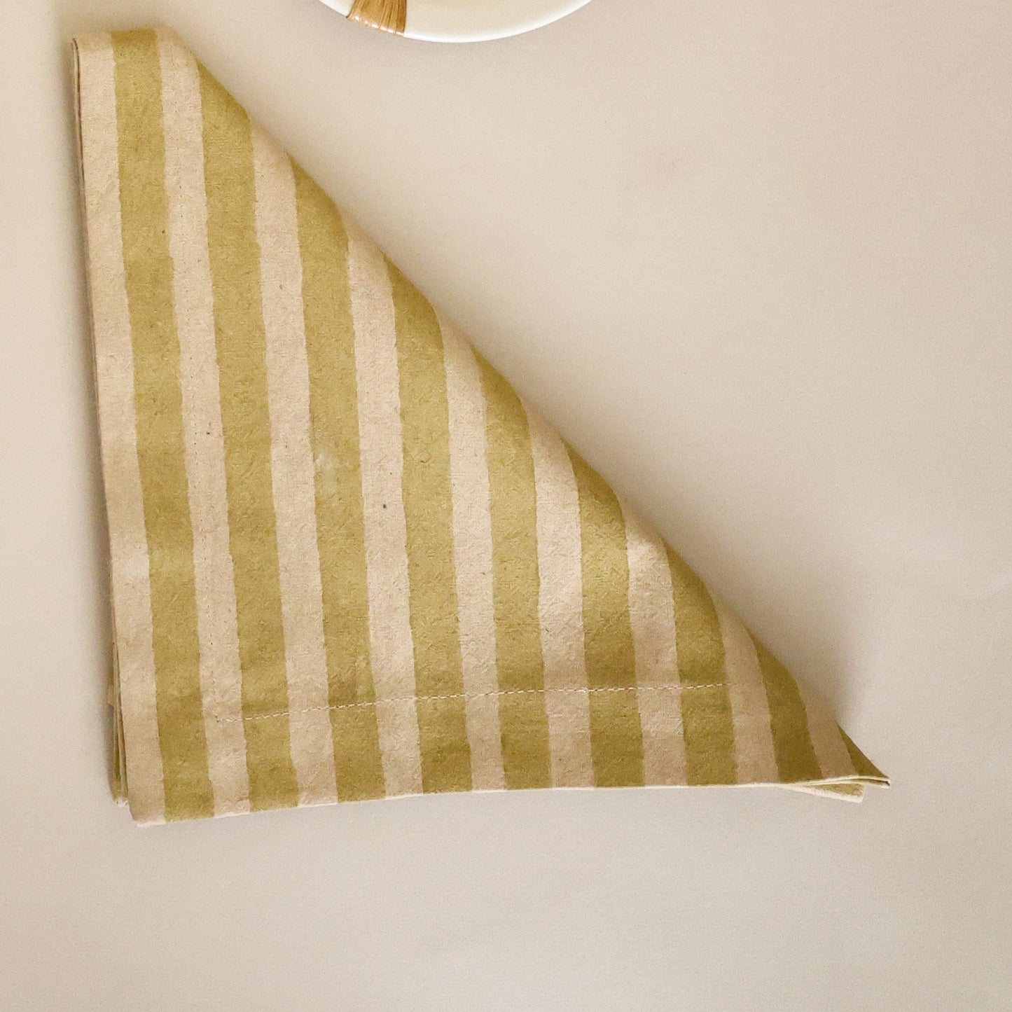 Oh! Stripes (Lime) Block Print Napkin