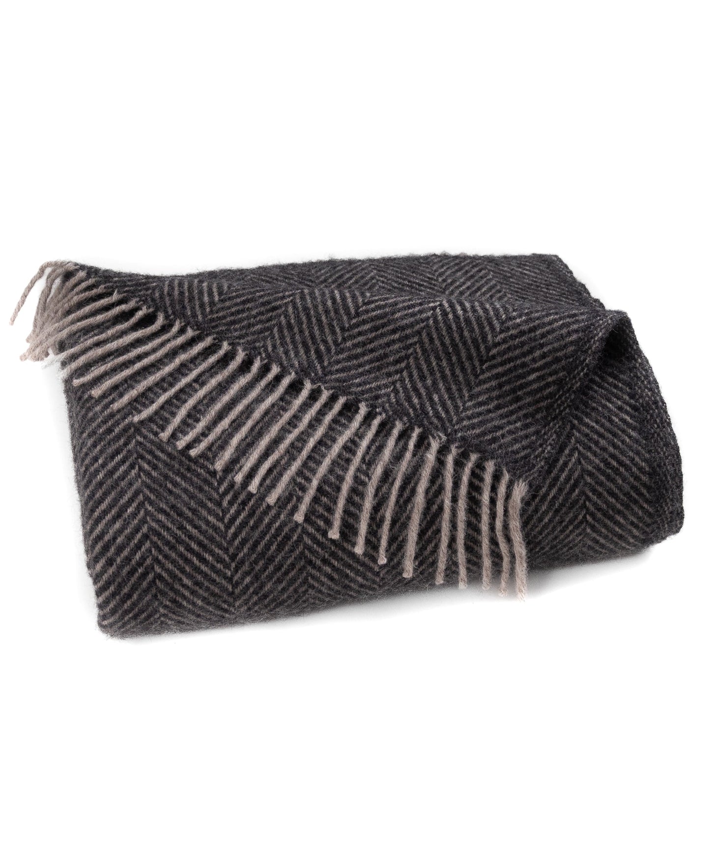 Highland Tweeds Herringbone  Pure New Wool Throw ~ Charcoal ~