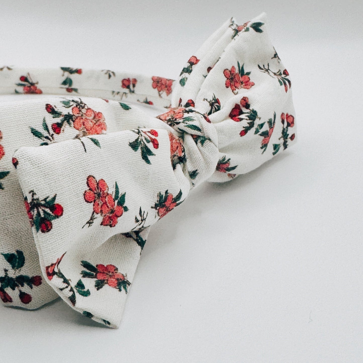 Three Little Bows Headband- Red Hypericum