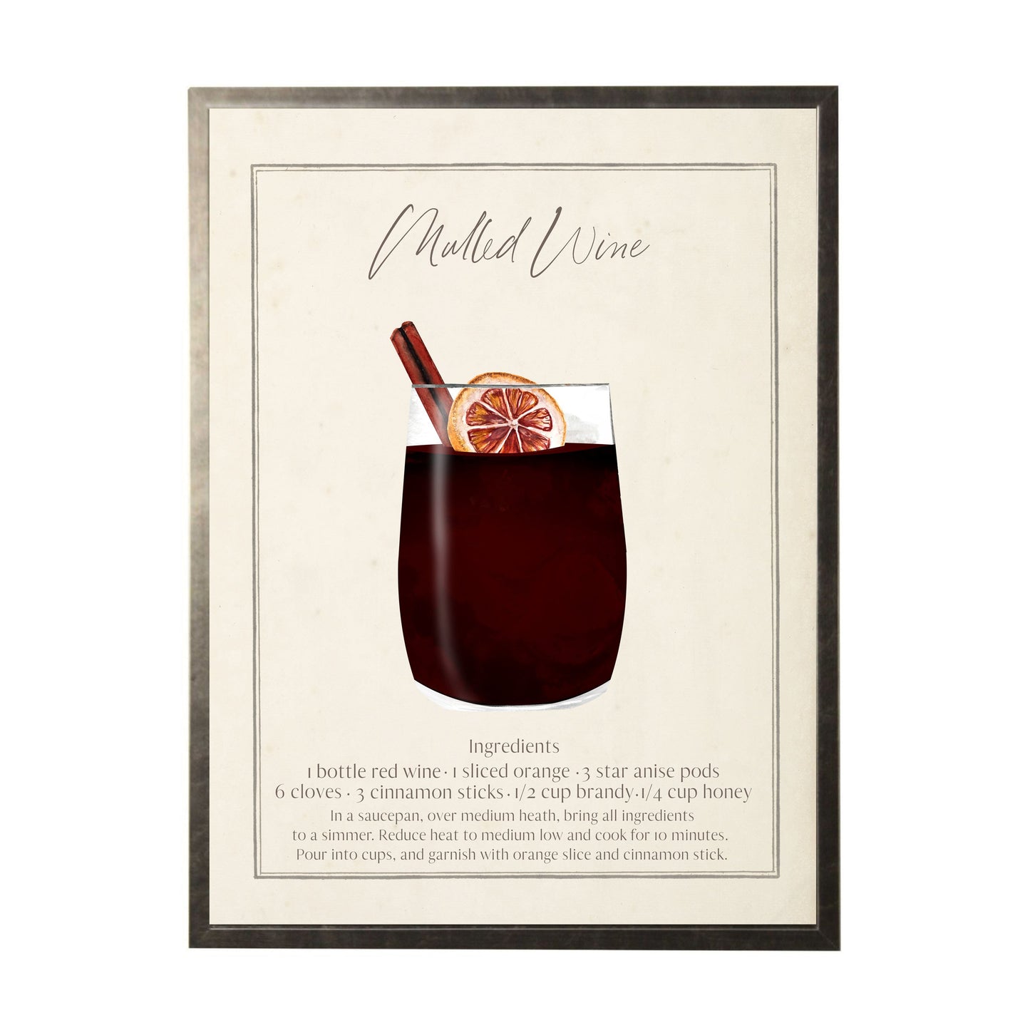 Watercolor Mulled Wine Cocktail and Recipe