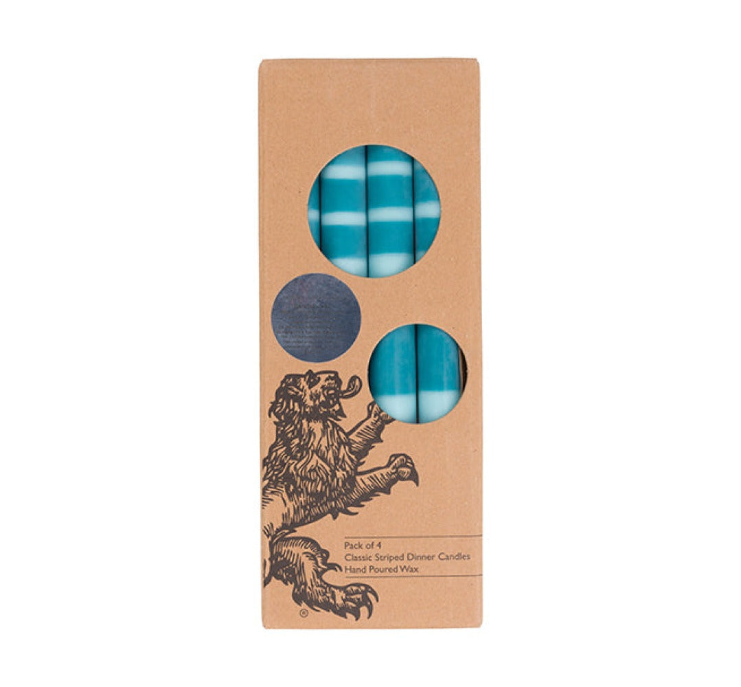 S/4 STRIPED Neyron, Powder & Petrol Dinner Candles