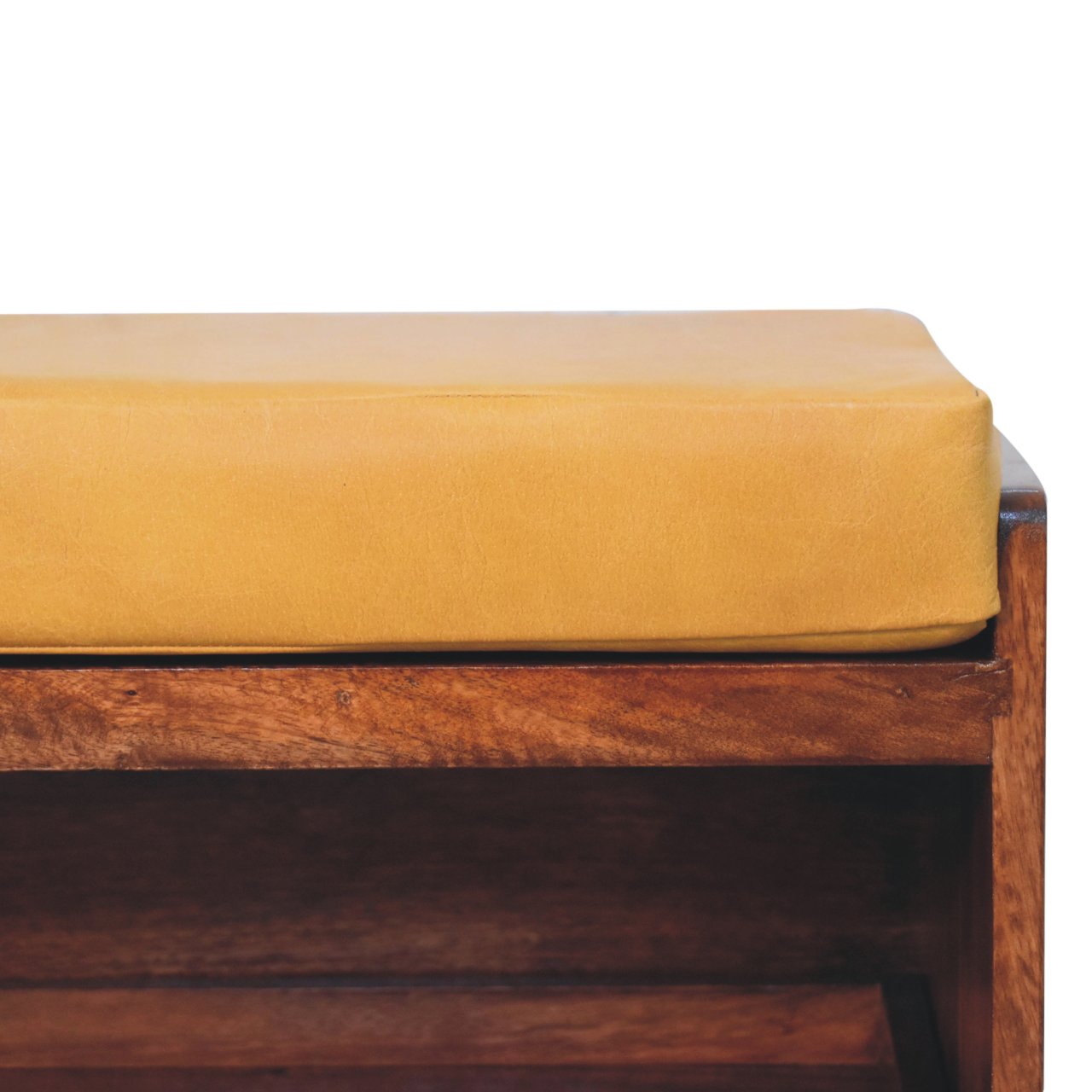 Solid Wood Buffalo Hide Pull out Honey Caramel Shoe Storage Bench