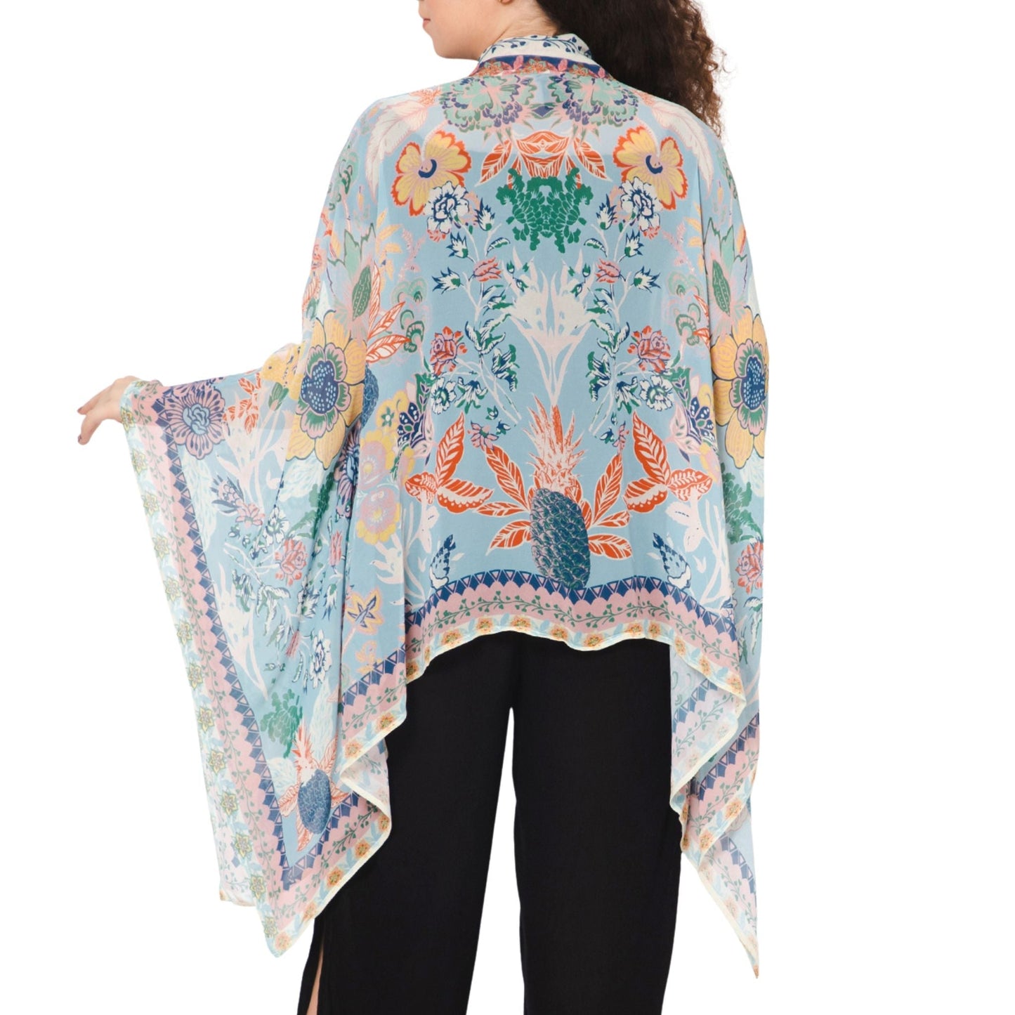 Wildflower Sheer Kimono Cardigan - Blue Sky