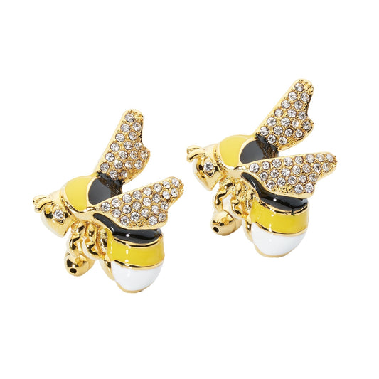 Crystal Bee Cufflinks – Enamel & Faceted Crystal Luxury Accents